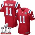 Mens Nike New England Patriots #11 Drew Bledsoe Elite Red Alternate Super Bowl LI 51 NFL Jersey