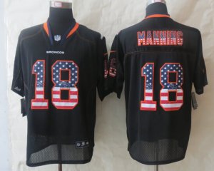 Nike Denver Broncos #18 Manning Black Jerseys(USA Flag Fashion Elite)