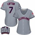 Womens Majestic Cleveland Indians #7 Kenny Lofton Authentic Grey Road 2016 World Series Bound Cool Base MLB Jersey