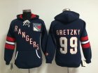 Women NHL New York Rangers #99 Wayne Gretzky blue jerseys(pullover hooded sweatshirt)