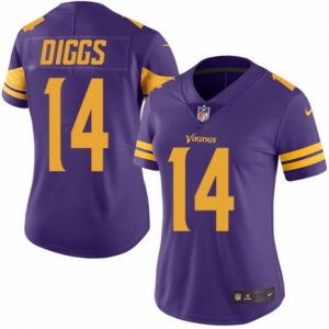 Women\'s Nike Minnesota Vikings #14 Stefon Diggs Limited Purple Rush NFL Jersey