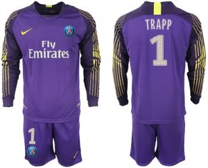 2018-19 Pari Saint-Germain 1 TRAPP Violet Goalkeeper Long Sleeve Soccer Jersey