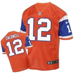 Nike Denver Broncos #12 Andre Caldwell Orange Throwback Men Stitched NFL Elite Jersey