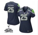 2014 Super Bowl XLVIII Nike Seattle Seahawks #25 Sherman Blue Women Jersey