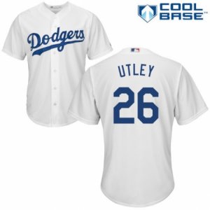 Men\'s Majestic Los Angeles Dodgers #26 Chase Utley Authentic White Home Cool Base MLB Jersey