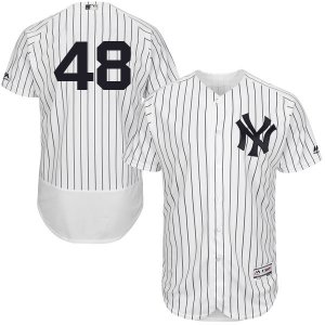 Men\'s Majestic New York Yankees #48 Andrew Miller White Navy Flexbase Authentic Collection MLB Jersey