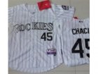 Youth Colorade Rockies #45 Chacin White Jerseys