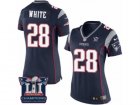 Womens Nike New England Patriots #28 James White Navy Blue Team Color Super Bowl LI Champions NFL Jersey