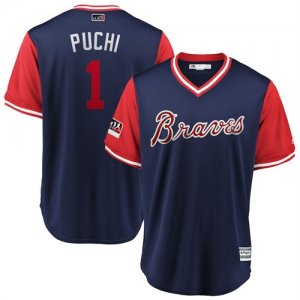 Braves #1 Ozzie Albies Puchi Navy 2018 Players\' Weekend Authentic Team Jersey