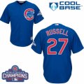 Youth Majestic Chicago Cubs #27 Addison Russell Authentic Royal Blue Alternate 2016 World Series Champions Cool Base MLB Jersey