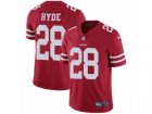 Mens Nike San Francisco 49ers #28 Carlos Hyde Vapor Untouchable Limited Red Team Color NFL Jersey