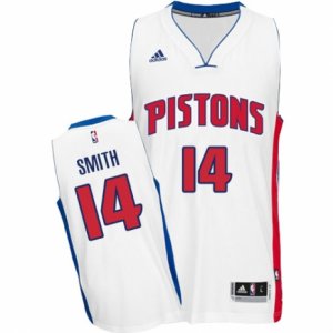 Mens Adidas Detroit Pistons #14 Ish Smith Swingman White Home NBA Jersey