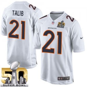 Nike Denver Broncos #21 Aqib Talib White Super Bowl 50 Men Stitched NFL Game Event Jersey