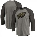 Philadelphia Eagles NFL Pro Line by Fanatics Branded Black Gray Tri Blend 34-Sleeve T-Shirt