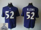 2013 Super Bowl XLVII NEW Baltimore Ravens 52 Ray Lewis Purple Jerseys (Limited)