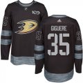 Mens Anaheim Ducks #35 Jean-Sebastien Giguere Black 1917-2017 100th Anniversary Stitched NHL Jersey