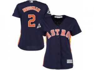 Women Majestic Houston Astros #2 Alex Bregman Replica Navy Blue Alternate 2017 World Series Bound Cool Base MLB Jersey