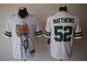 Nike nfl green bay packers #52 Clay Matthews white jerseys[helmet tri-blend limited]