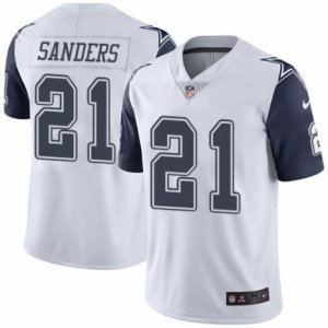 Mens Nike Dallas Cowboys #21 Deion Sanders White Stitched NFL Limited Rush Jersey