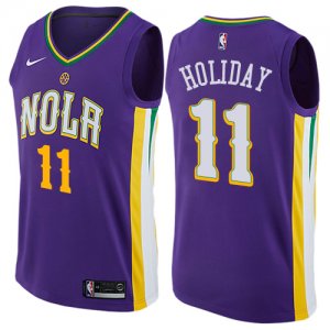 Pelicans #11 Jrue Holiday Purple Mardi Gras Pride Nike Swingman Jersey