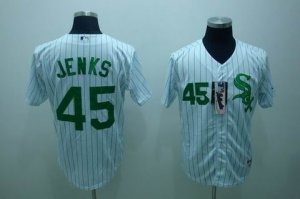 mlb chicago white sox #45 jenks white(green strip)