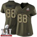 Womens Nike New England Patriots #88 Martellus Bennett Limited Green Salute to Service Super Bowl LI 51 NFL Jersey
