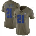 Nike Cowboys #21 Ezekiel Elliott Women Olive Salute To Service Limited Jersey