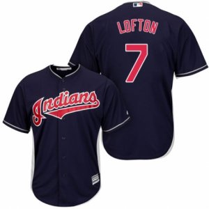 Men\'s Majestic Cleveland Indians #7 Kenny Lofton Replica Navy Blue Alternate 1 Cool Base MLB Jersey