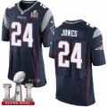 Mens Nike New England Patriots #24 Cyrus Jones Elite Navy Blue Team Color Super Bowl LI 51 NFL Jersey