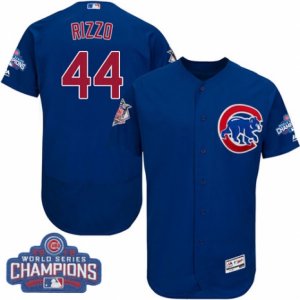 Mens Majestic Chicago Cubs #44 Anthony Rizzo Royal Blue 2016 World Series Champions Flexbase Authentic Collection MLB Jersey