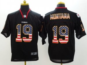 Nike Kansas City Chiefs #19 Joe Montana Black Jerseys(USA Flag Fashion Elite)