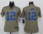Nike Colts #12 Andrew Luck Olive Women Salute To Service Limited Jersey