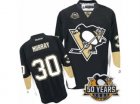 Youth Reebok Pittsburgh Penguins #30 Matt Murray Authentic Black Home 50th Anniversary Patch NHL Jersey