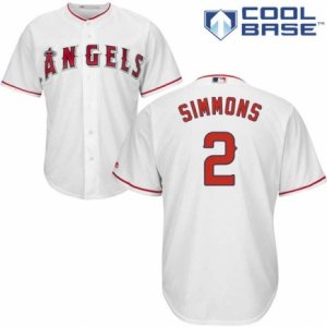 Men\'s Majestic Los Angeles Angels of Anaheim #2 Andrelton Simmons Replica White Home Cool Base MLB Jersey