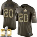 Youth Nike Panthers #20 Kurt Coleman Green Super Bowl 50 Stitched Salute to Service Jersey