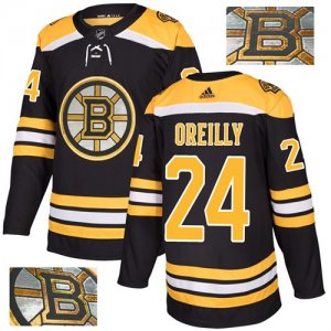 Bruins #24 Terry O\'Reilly Black With Special Glittery Logo Adidas Jersey