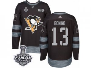 Mens Adidas Pittsburgh Penguins #13 Nick Bonino Authentic Black 1917-2017 100th Anniversary 2017 Stanley Cup Final NHL Jersey