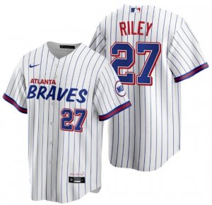 Braves #27 Austin Riley White 2021 City Connect Cool Base Jersey