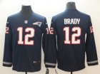 Nike Patriots #12 Tom Brady Navy Therma Long Sleeve Jersey