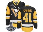 Mens Reebok Pittsburgh Penguins #41 Daniel Sprong Authentic Black Gold Third 2017 Stanley Cup Champions NHL Jersey