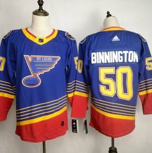 Blues #50 Jordan Binnington Blue Adidas Jersey