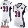Womens Nike New England Patriots #39 Montee Ball Elite White Super Bowl LI 51 NFL Jersey
