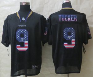 Nike Baltimore Ravens #9 Tucker Black Jerseys(Elite USA Flag Fashion)