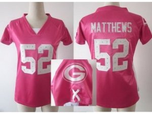 Nike Women Green Bay Packers #52 Clay Matthews Pink Womens Draft Him II Top Jerseys