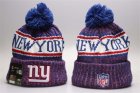 New York Giants Royal Wordmark Cuffed Pom Knit Hat YP