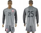 Poland #25 Tyton Grey Goalkeeper Long Sleeves Soccer Country Jersey