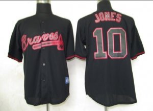 mlb atlanta braves #10 jones black fashion