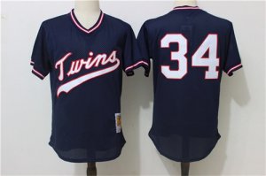 Twins #34 Kirby Puckett Navy Blue Cooperstown Collection Mesh Jersey