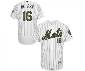 Men\'s Majestic New York Mets #16 Alejandro De Aza Authentic White 2016 Memorial Day Fashion Flex Base MLB Jersey