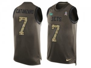 Mens Nike New York Jets #7 Chandler Catanzaro Limited Green Salute to Service Tank Top NFL Jersey